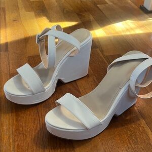 White wedge heels